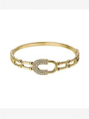 Gold Link Crystal Cuff Bracelet
